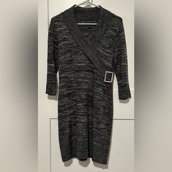 Alyx Dresses & Skirts - Alyx Heather Gray Asymmetrical Sweater Dress with Silver Buckle
